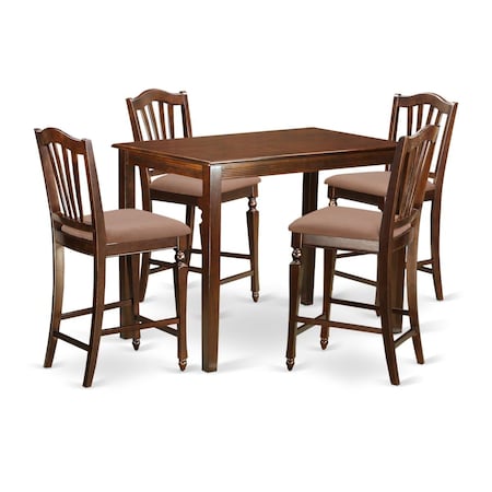 East West Furniture Counter Height Dining Table & 4 Chair, Yarmouth YACH5-MAH-C